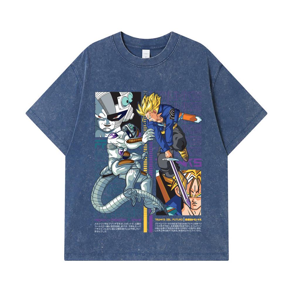 275 GSM Washed T-shirts 100% Cotton Dragon Ball V50 Trunks Freeza Print Unisex Heavy Cotton T Shirt