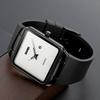 Square Watch Men Leather Strap Black Simple Slim Stylish Wristwatch Gentleman Waterproof Business Casual Male Gift Black White