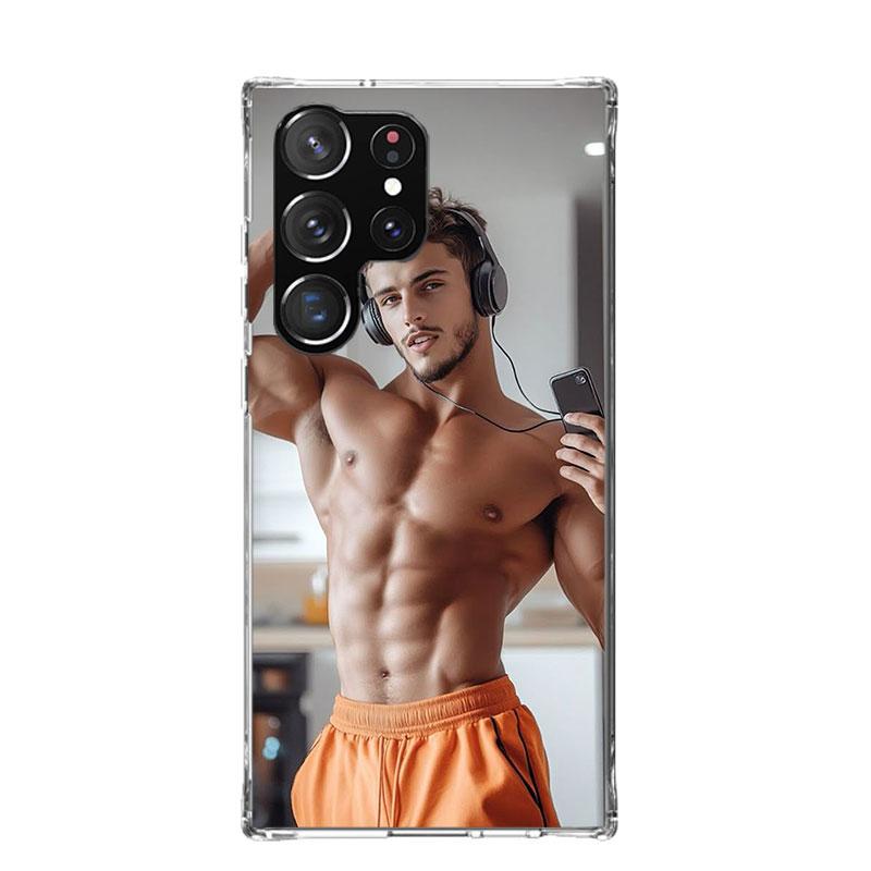 Sexy Muscle Man Gay Fitness Phone Case For Samsung Galaxy S25 Edge S24 S23 S22 S21 FE S20 Ultra S10 Plus + Art Customized Coque