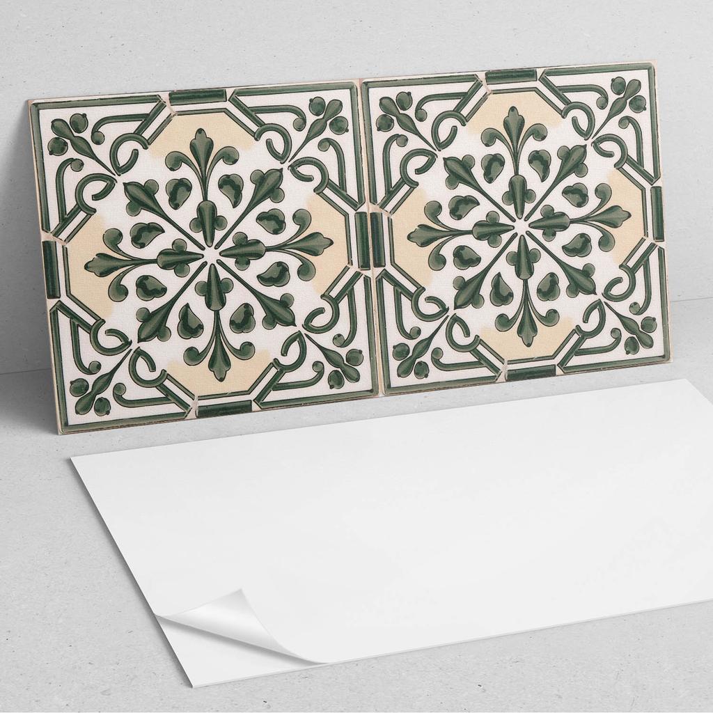 Zestaw Kafelków Winylowych Z Nadrukiem Wzór Roślinny Na Płytce 10X40X20 Cm