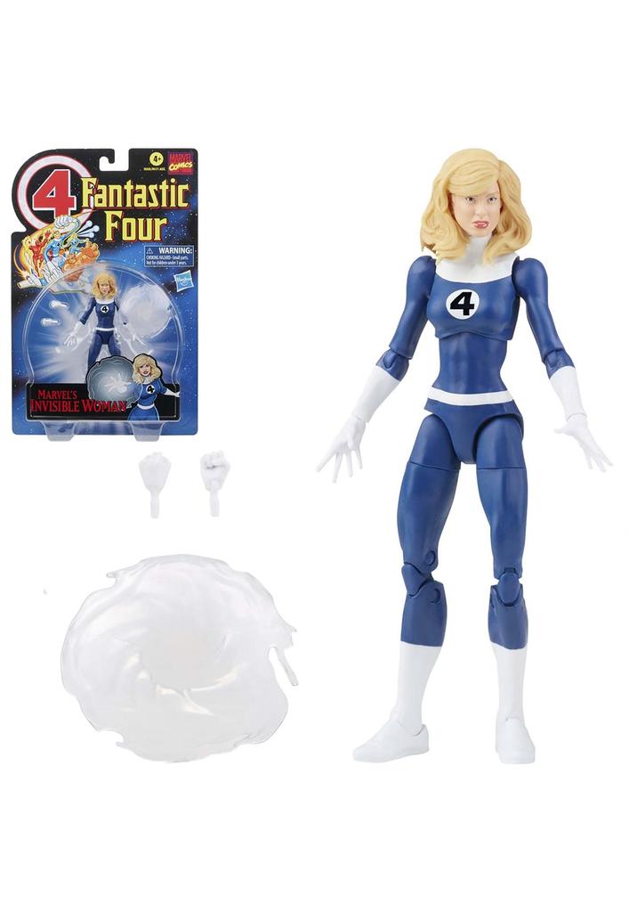 Marvel Hasbro Legends Series Retro Fantastic Four Marvel Belle the Invisible Woman Action Figure Toy with 3 Black 6-Inch Accessories,