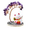 Solar Energy Shake Hands Lucky Cat Base Fate Tree Office Home Natural  Crushed Stone Life Tree Handwoven Weaving Decor