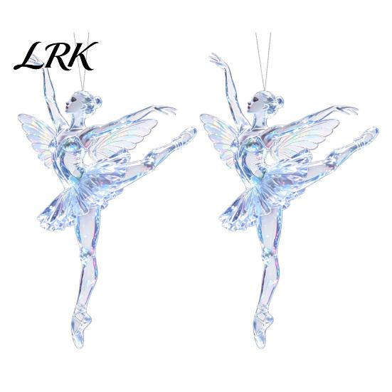 Fence Branch Decorations 2Pcs Glitter Ballet Girl Keychain, 2D Acrylic Hanging Pendant for Bag Backpack, Sparkling Personalized Gift Ideas Dancer Car