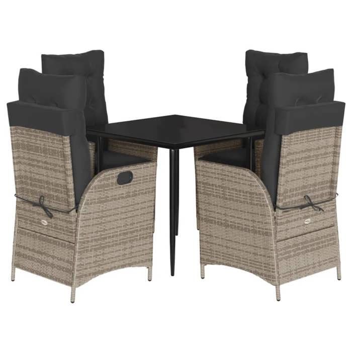 VidaXL Ensemble à Manger de Jardin avec Coussins 5 pcs, Table et Chaises avec Dossier Réglable, Meubles d'Extérieur, 3213216