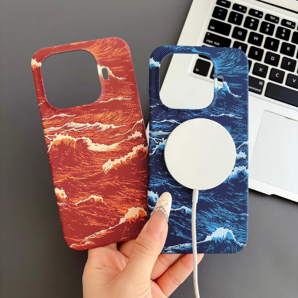 Applicable to Xiaomi 17TPro ultra-thin mobile phone case, ocean wave carbon fiber pattern 15T half pack, magnetic suction simple skin feeling protec