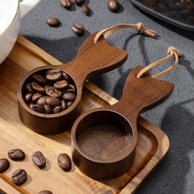 1 Stück Kaffeebohnen Masslöffel aus Massivholz Walnussholz Löffel Kaffeepulver Holzlöffel Kurzer Griff Kaffeelöffel