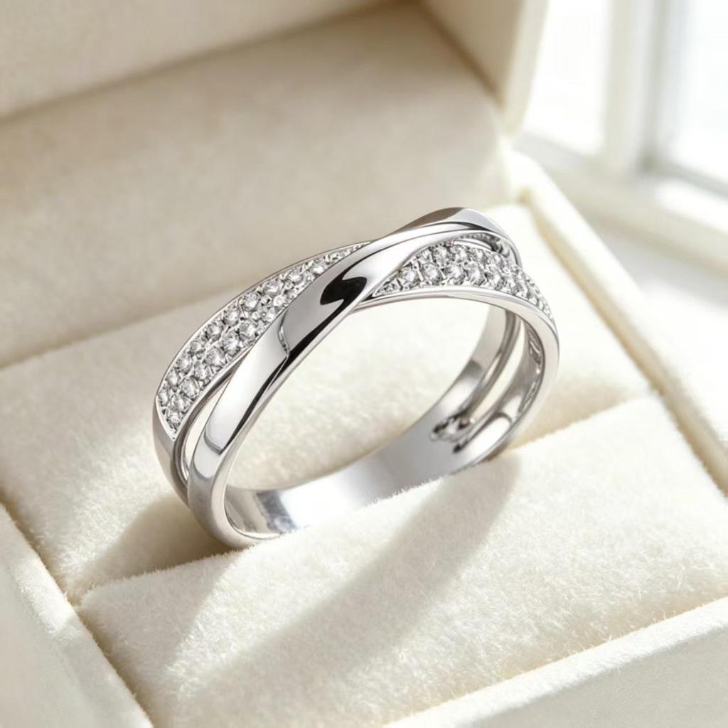 Diamond Cross Multicolor Fashion Ring - European & American Style