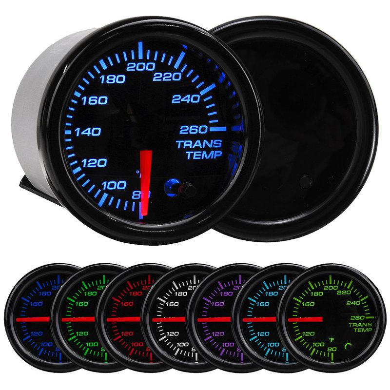 2" 52mm Transmission Temperature Gauge 80~260 F 7 Color LED Display Universal Car Trans Transmission Temperature Meter