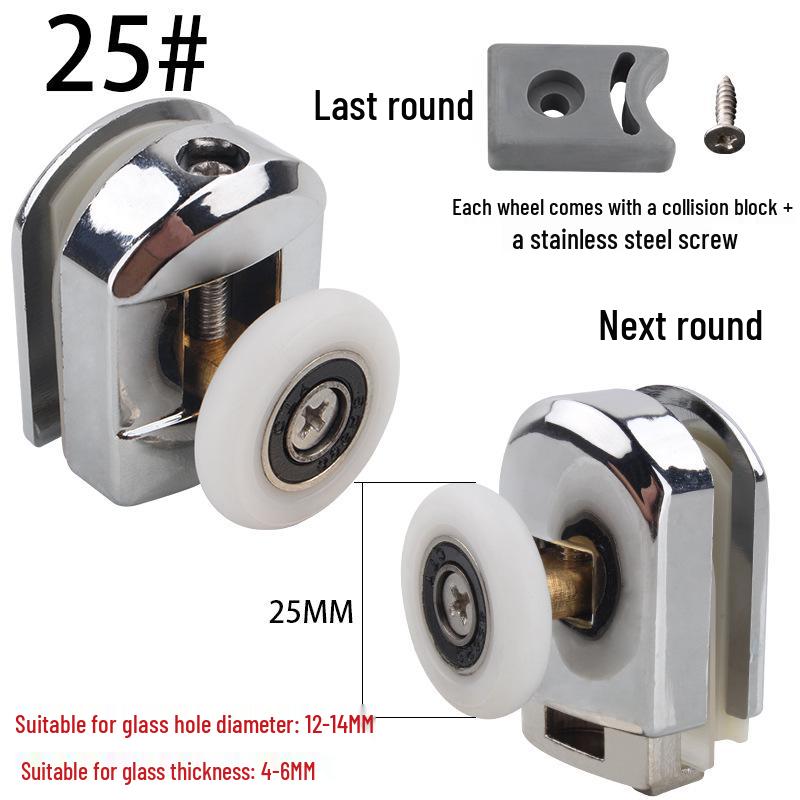 Vintage-Style Shower Door Round Arc Glass Sliding Door Hanger Wheel