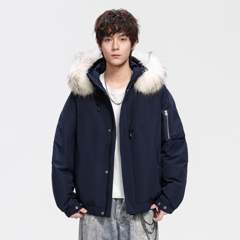 % Down New National Standard White Duck Down Down Jacket for Men and Women In Winter Loose Parker Thickened Large Fur Collar Jacket for Men
