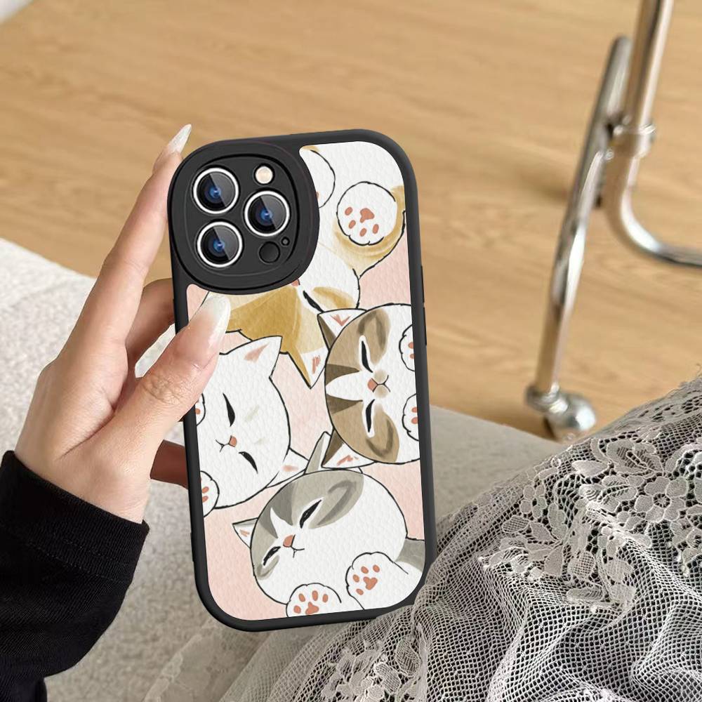 

Cat M-Mofusand Phone Case For IPhone 16 15 14 11 12 13 Pro Max Plus Back Leather Shell iPhone 14