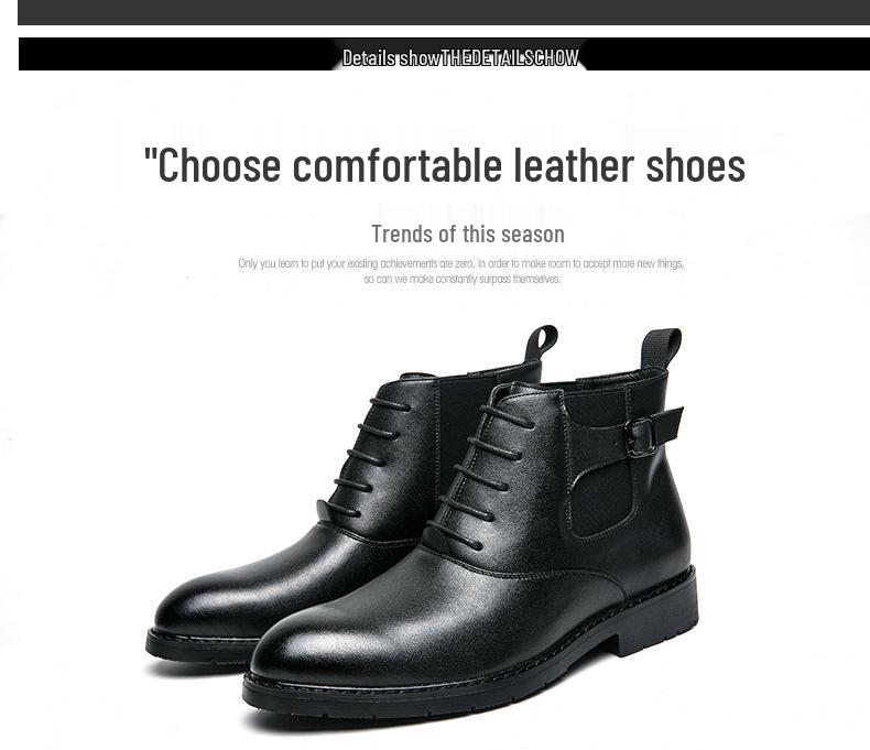 Men's Korean Style Pointed Toe Chelsea Boots - Formal & Casual Large Size Leather Shoes