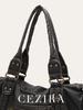 Vintage Washed PU Leather Large Capacity Tote Zip Pockets Braid Decor Shoulder Cross body Bag Unisex Women Daily Travel Handbag