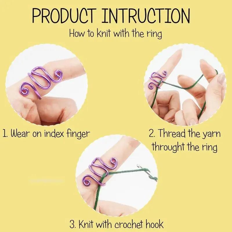 Adjustable Knitting Crochet Loop Ring Knittied Yarn Guide Hook Finger Faster Holder Thimble Crocheters Thread Ring Sewing Tools