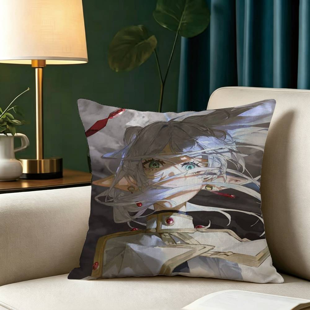 F-Frieren Beyond Journey's End Square Double-Sided printed Pillow Case Bedroom Bedside Pillow Sofa Cushion Cover
