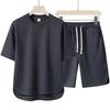 High-End Summer Youth Casual Two-Piece: Arc Hem Shorts & Short Sleeve T-Shirt Set