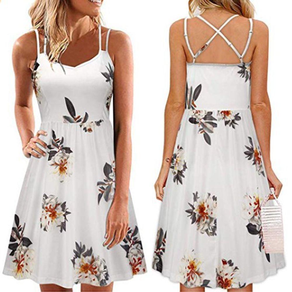 Elegant Women's Summer Sleeveless Floral Beach Dress Perfect For Holiday Occasions Size S-5xl