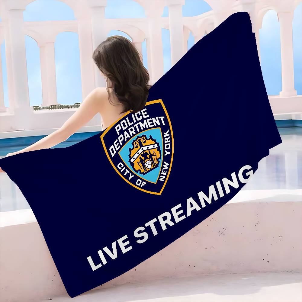 N-New York City Police Department NYPD Microfiber Beach Towel Absorbent Quick Dry Soft Yoga Swimming Resort Mountain Towel W30*H60(CM)