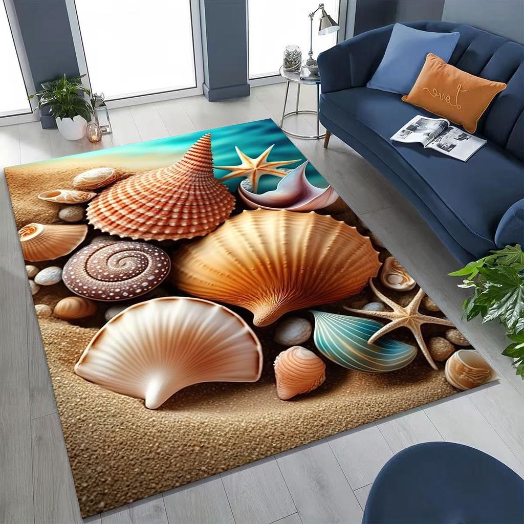 Dream Starfish Shell Tropical Beach Sea Star Art Rug for Bedroom Living Room Sofa Home Doormat Decor,Large Non-slip Floor Mat
