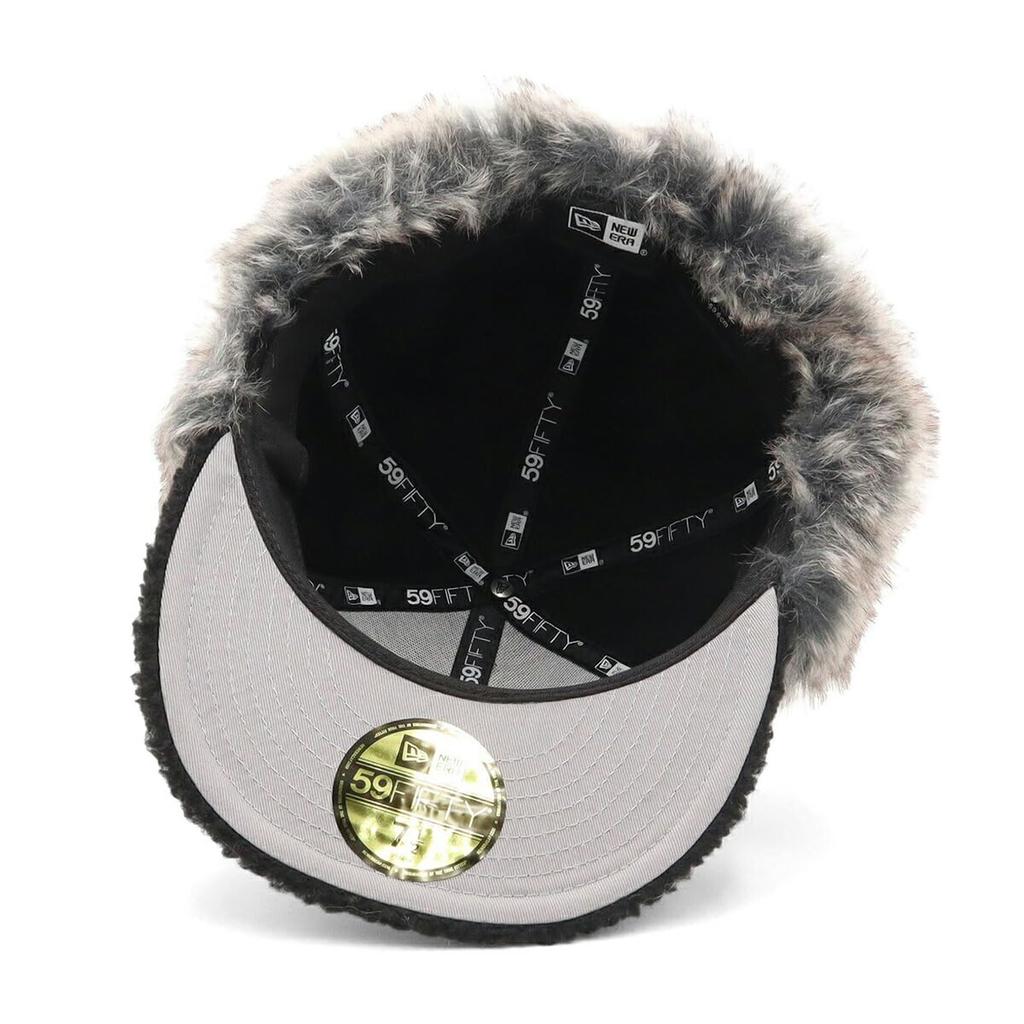 New Era 59FIFTY DOGEAR Plain Dog Ear Size 7 5950 DOGEAR BOA BLK Flip-Down Cap, Black, 1/4,