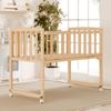 Portable Wooden Bedside Bassinet Newborn Baby Crib with Adjustable Side And Wheels Pine Co-Sleeping Crib for Parents