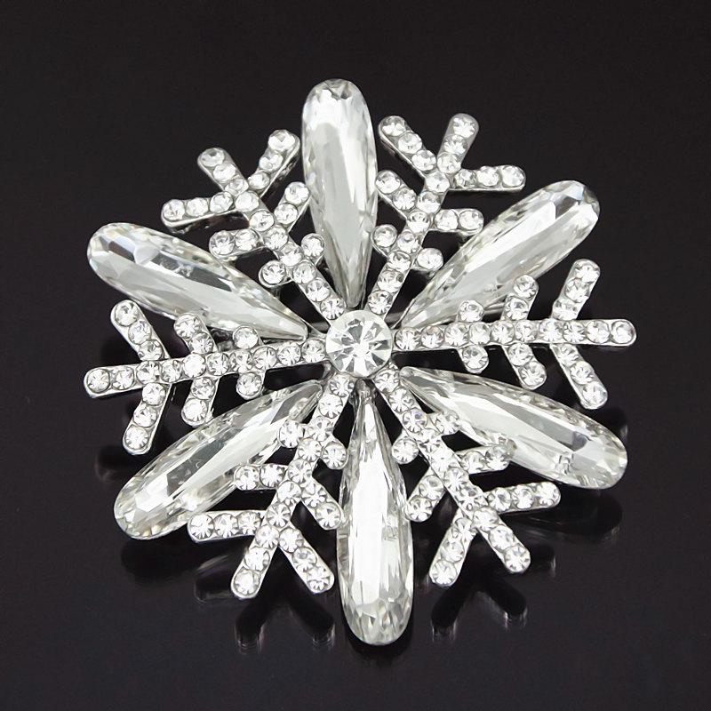 Exquisite Rhinestone Snowflake Brooch Pin - Elegant Lapel Accessory