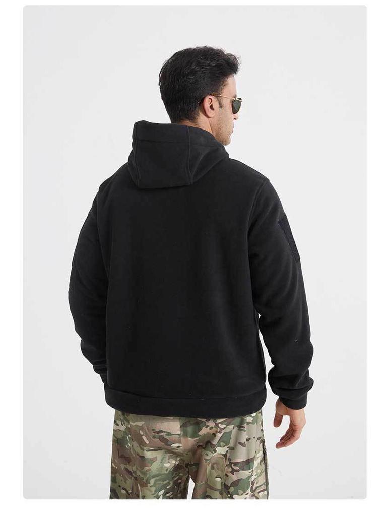 Men's Winter Camouflage Hooded Sweatshirt - Thick Fleece Lined, Warm, Outdoor Tactical Sport
