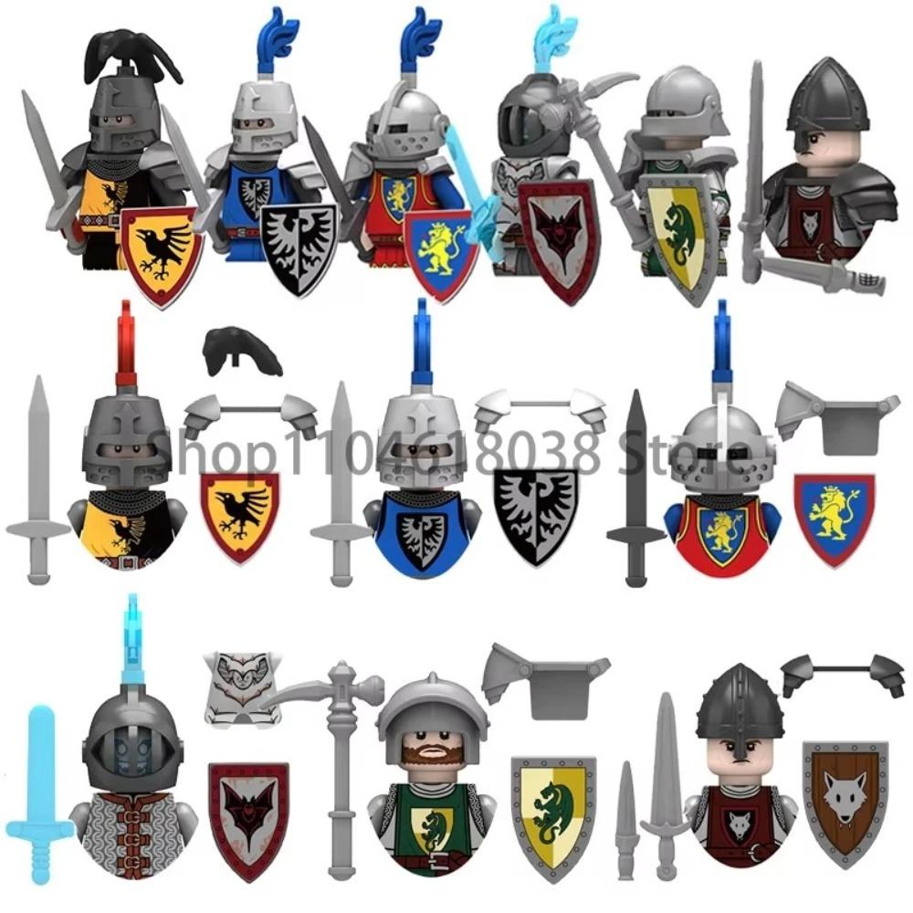 Green Dragon Raven Knights Shield Action Figures MOC Medieval Ancient Knights Scene Building Block Creative Toys for Children