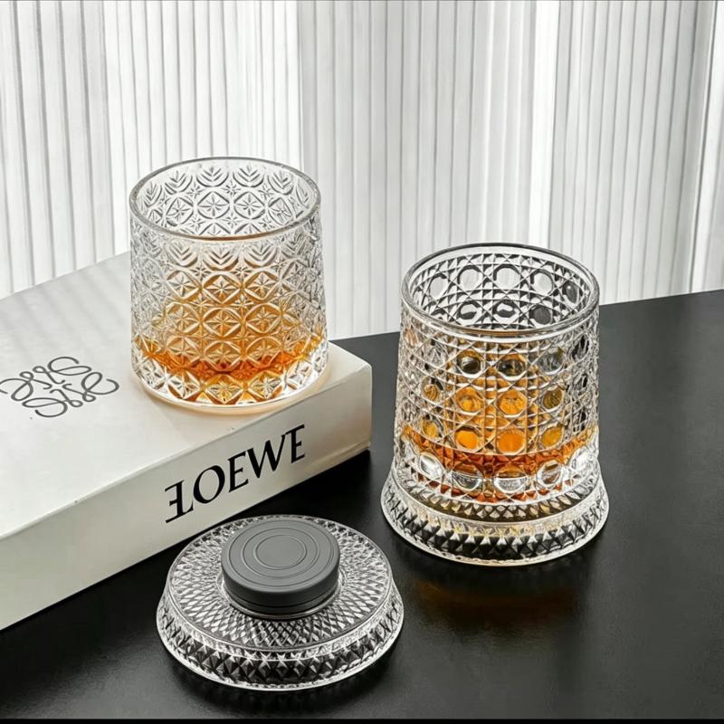 260ML Stress Relief Rotating Drinking Glass Premium Crystal Beer Cup With Base for Home Office Bar Relaxation