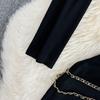 Fashion Suit Women Autumn Chain Halter Camisole Three-Piece Shawl Coat High Waist Bag Hip Skirt
