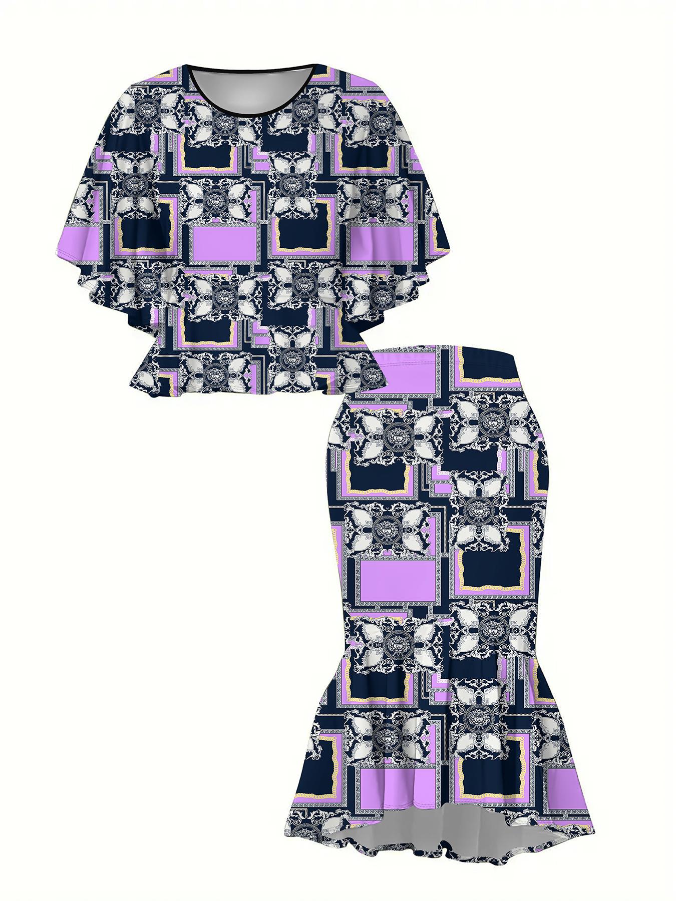 

Женский принт «Классический тотем», напечатанный на 3D-принтере, модный, большого размера, элегантный, универсальный для всех сезонов. Футболка, Юбка и Комплект 6XL фиолетовый