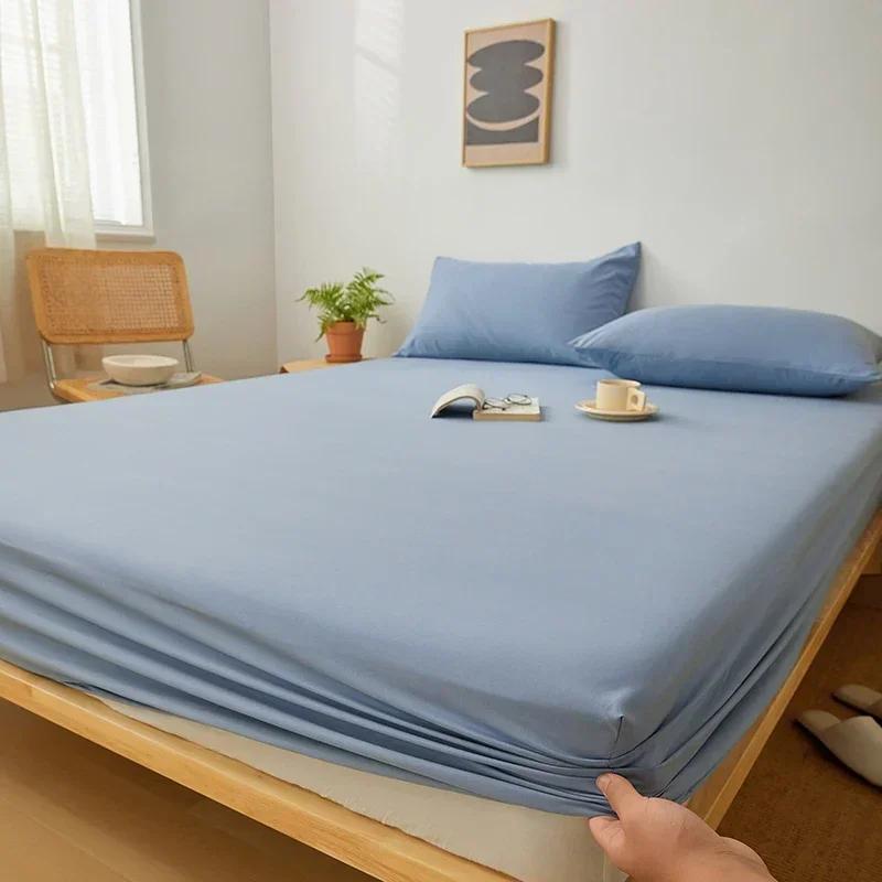 Cotton Fitted Sheet with Elastic Band Non Slip Adjustable Mattress Cover Suitable for King Size Bed Bedding Sheets for Bed