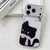 Cute Wall Black Cat Applies To Apple 17Promax Mobile Phone Case IP16 Girl 15 Transparent Space Case 14 Soft Case