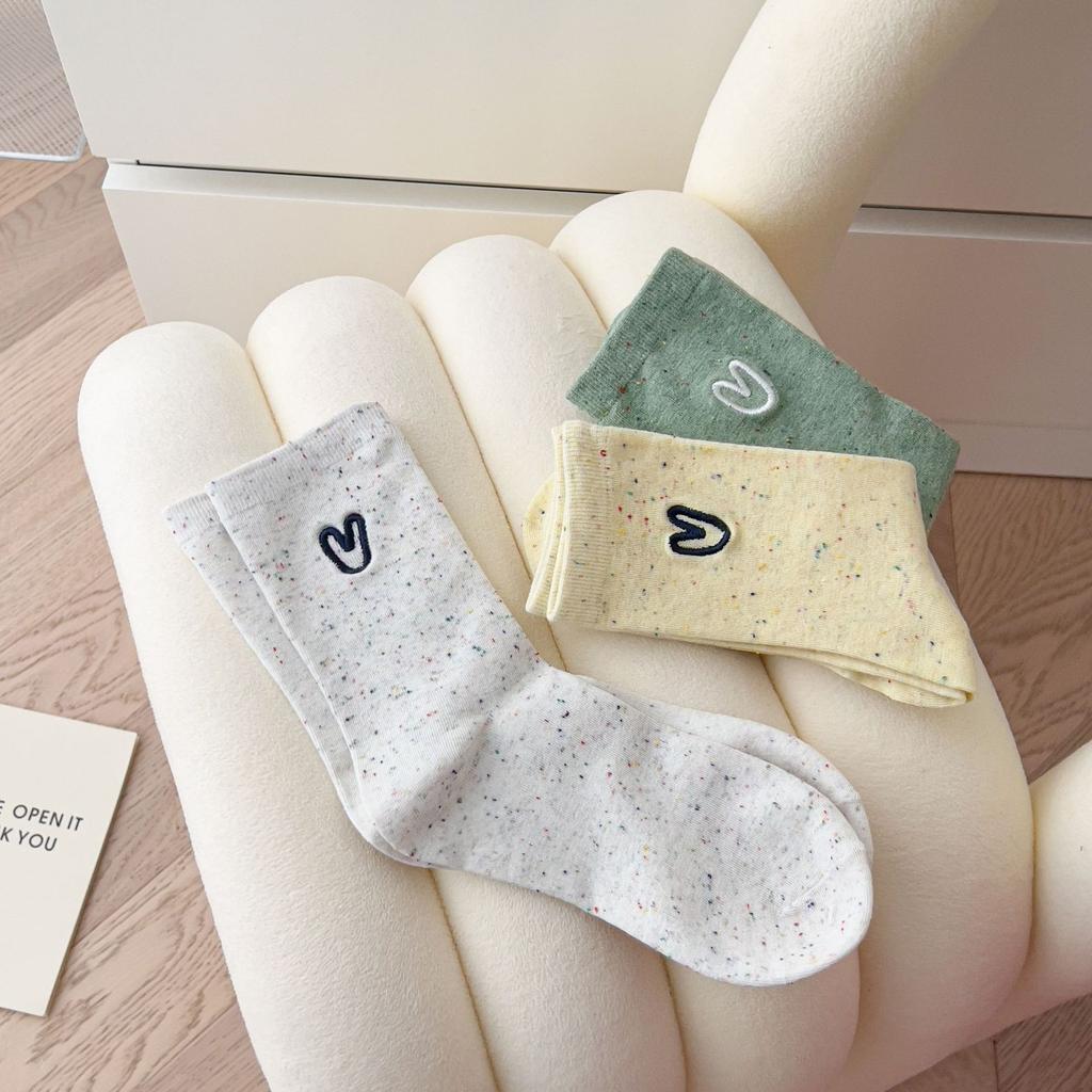 Love Embroidery Ideas Yarn Tube Socks Female Tide Spring And Autumn Internet Celebrity Korean Personality College Style Female Socks