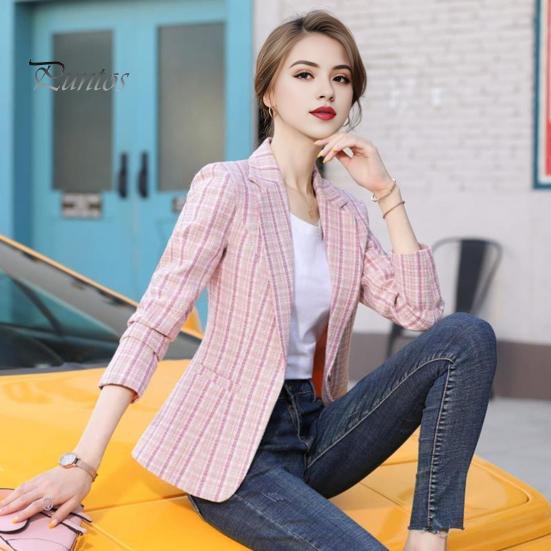 

Весна Осень Костюм Пальто Женский Лацкан Длинный Рукав Slim Fit Одна Пуговица Костюм Пиджак С Карманами Офисная Женская Верхняя Одежда M абрикосовый