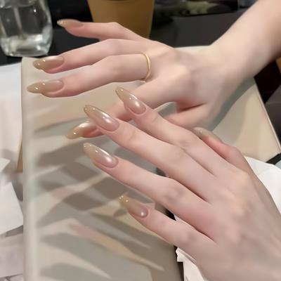 Press On Nails Medium Stiletto Glitter Fake Nails Press Ons with Design Reusable Acrylic False Nail Full Cover Glue On Nail Stick On Nail for Women