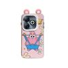 KEYSION Cute Ear Cartoon Case for Infinix Hot 40i with Lanyard Soft Silicone+PC Shockproof Phone Cover for Infinix Smart 8 HD
