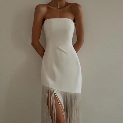 Jy22182 Robe Été Nouvelle Frange Sexy Bandeau Robe fendue Femme
