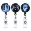 ID Card Holder Radiology Badge Reel, Retractable Skeleton with Clip, Chest Medical Student Skull Bones Patterns Name for Nurse Doctor Cards Clip