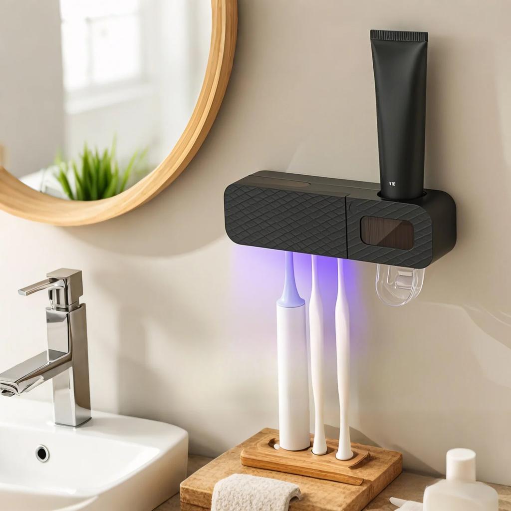 Toothbrush Holder Wall Mounted Automatic Toothpaste Squeezer Storage Rack Bathroom Accessories Toothpaste Dispenser