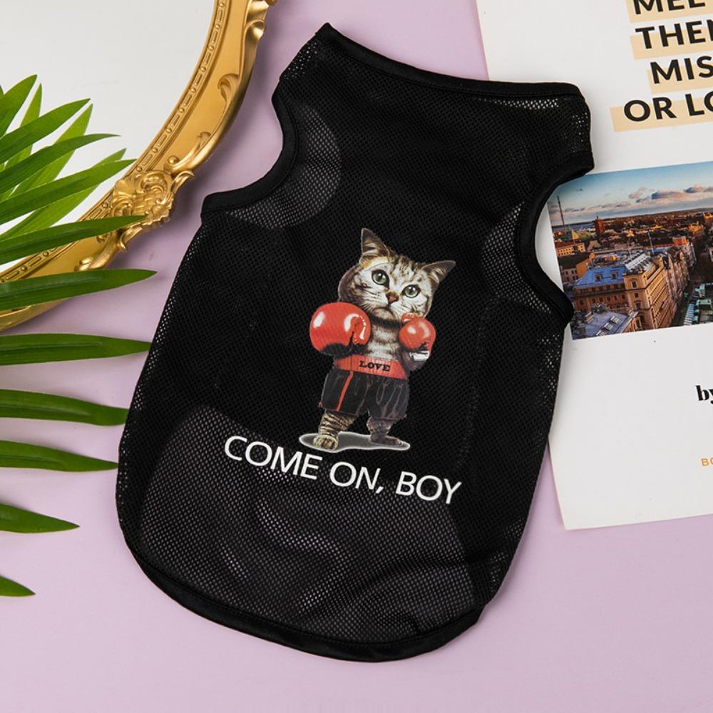2023 Cartoon Polyester Fibre Cool Breathable Cat T-shirt Dog Clothes Cat Costume Puppy Vest