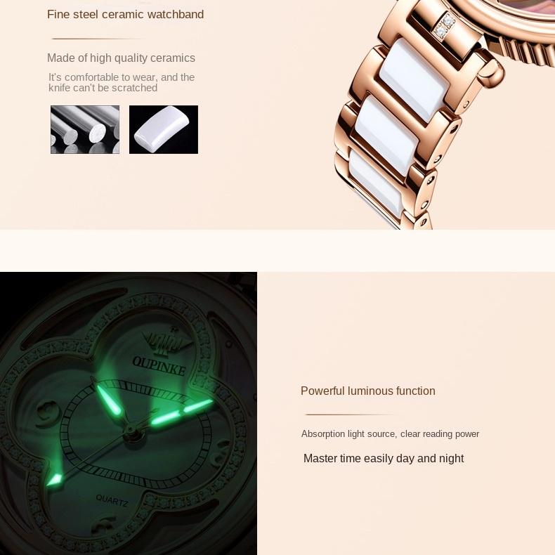 OUPINKE Brand Watches Women's Diamond-encrusted Four-leaf Quartz Waterproof Watch Women's Watch