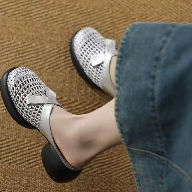 

Fashion Street Style Platform Heel Women Mules Slippers Fashion Cover Toe High Heel Slip on Shoes Ladies Comfort Outdoor Lazy Slides 35 серебряный