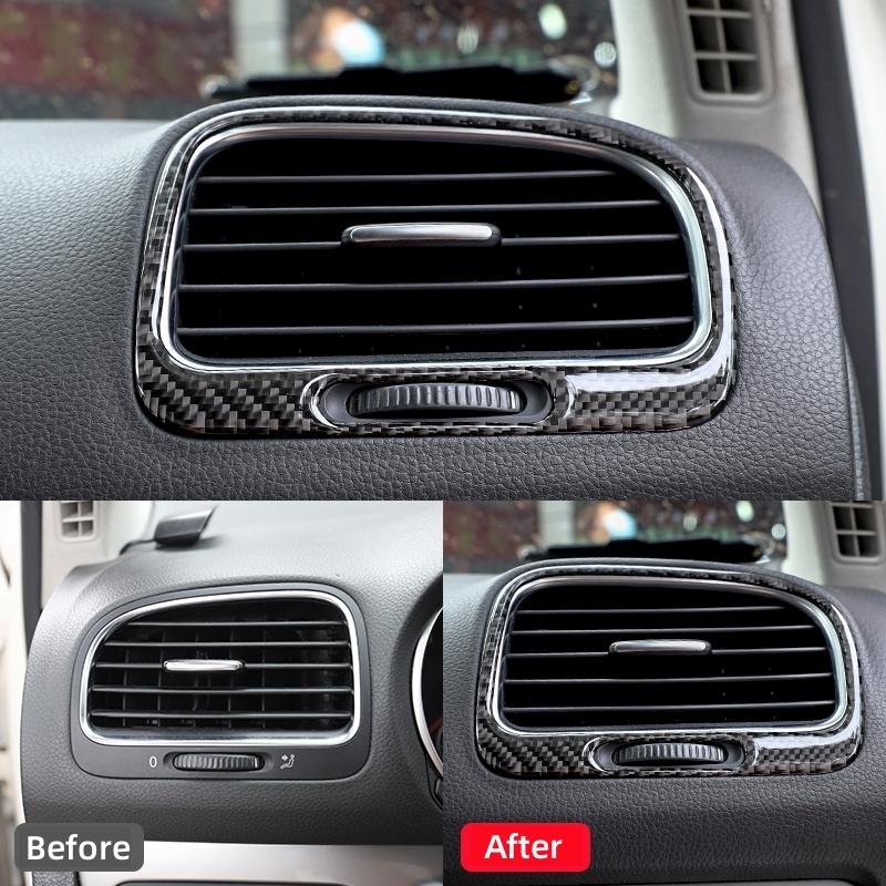 For Volkswagen Golf 6 Gti R MK6 2008-2012 Carbon Fiber Car Instrument Panel Left Right Air Vents Decoration Stickers Accessories