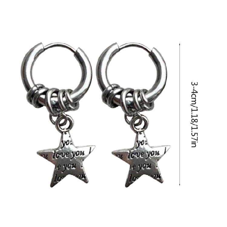 Creative Punk Star Earings Unisex Ear Jewelry Drop Earrings Star Hoop Earrings