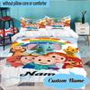 Custom Name 3PCS Cocomelon Party Celebration Bedding Set Including 1pc Duvet Cover And 2pcs Pillowcases for Bedroom, Dormitory Gift Home Decor
