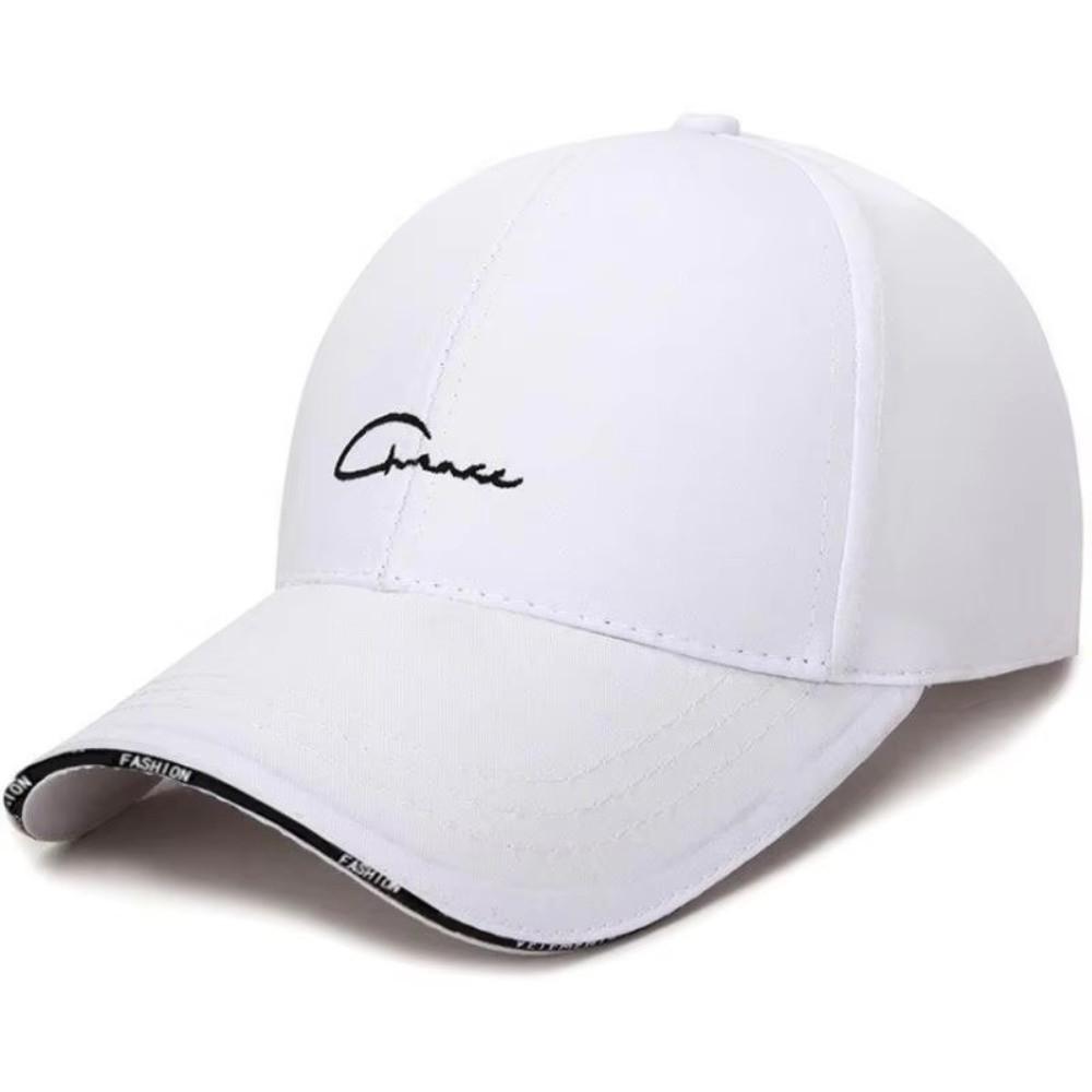 

Unisex Letter Embroidered Baseball Cap Breathable Wide Brim Peaked Cap Adjustable Solid Color Snapback Cap Outdoor Sports белый