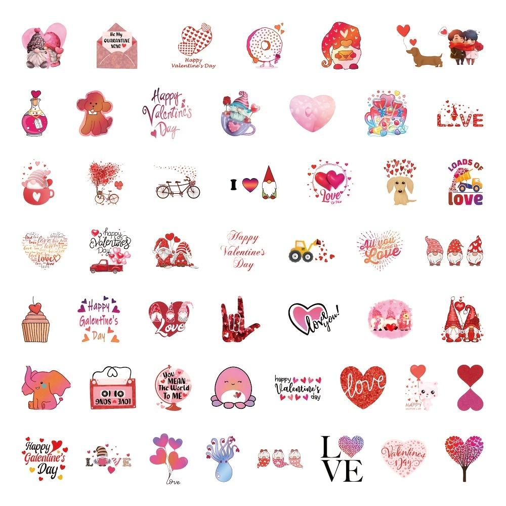 50pcs Valentine'S Day Stickers,l Waterproof Romantic Stickers for Laptops, Gifts and Valentine'S Day Wall, Window Decorations