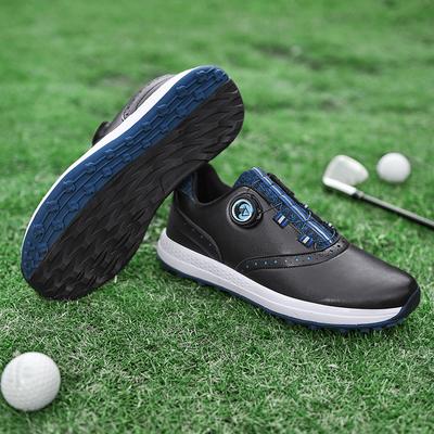Men’s Golf Shoes Indoor Golf Training Shoes Breathable Leather Golf Sneakers Non-slip Golf Spikes Shoes Travel Walking Shoes