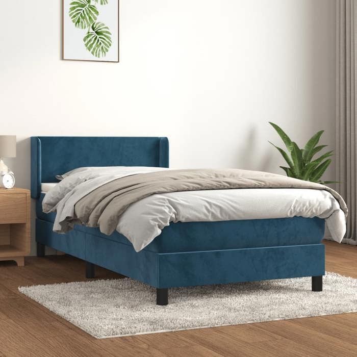 3130827 vidaXL Divan Bed with Mattress Dark Blue 100x200 Cm